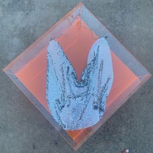 Metallic Silver Halter Top